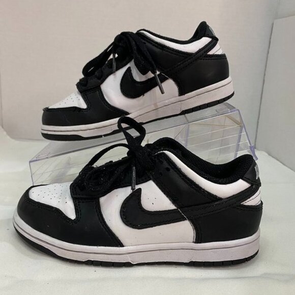 Nike Dunk Low Panda Black White Sneakers Kids Size 13C - Picture 8 of 12